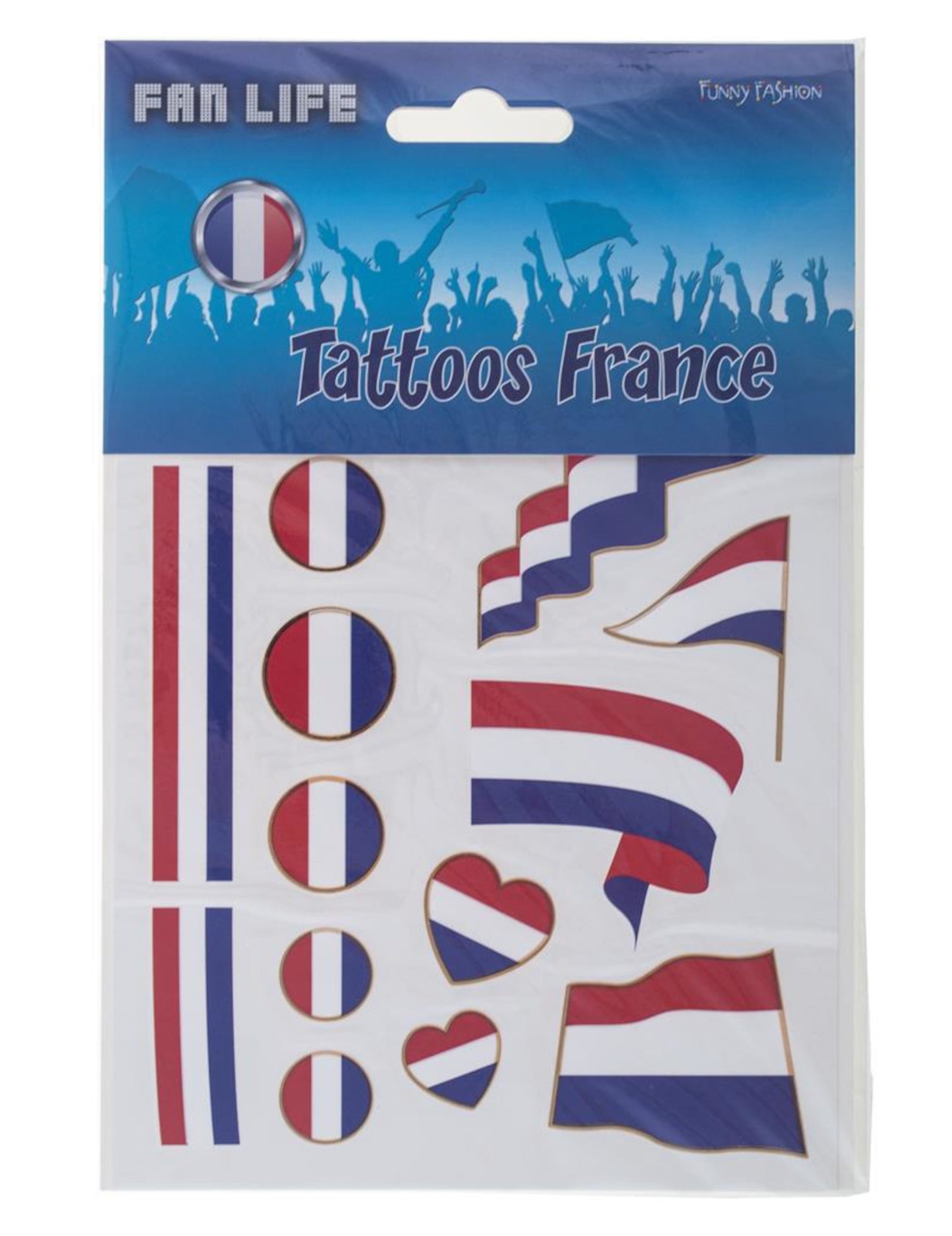 Tatouages temporaires supporter France / Pays-Bas pour supporter bleu blanc rouge