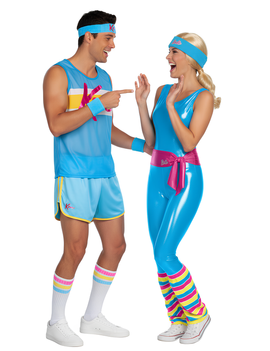 Vue de profil du déguisement de couple Barbie et Ken aérobic