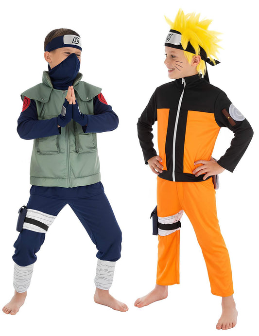 Vue de face du déguisement de couple Naruto™ et Kakashi™ pour enfants