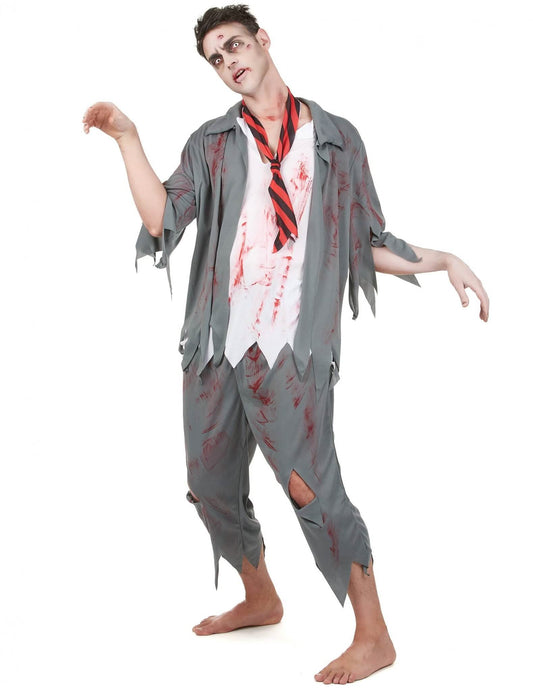 Balíček kostýmu zombie pre mužov s umelou krvou a halloweenským make-upom
