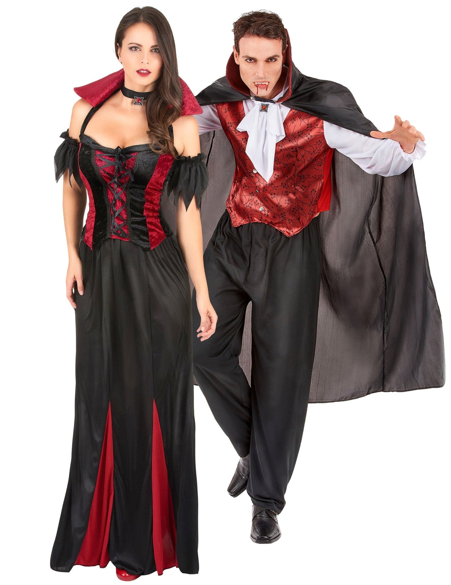 Dvojica kostýmov červený netopier-vampír na Halloween pre dospelých