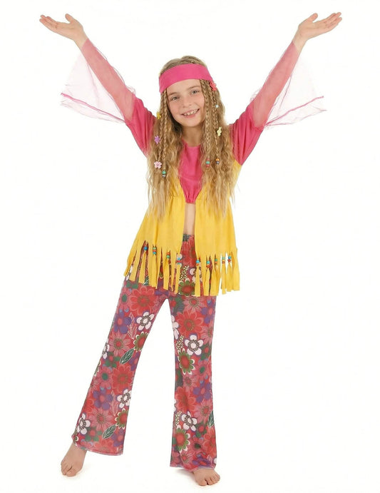 Multikolorový hippie kostým pre pár, matku a dcéru