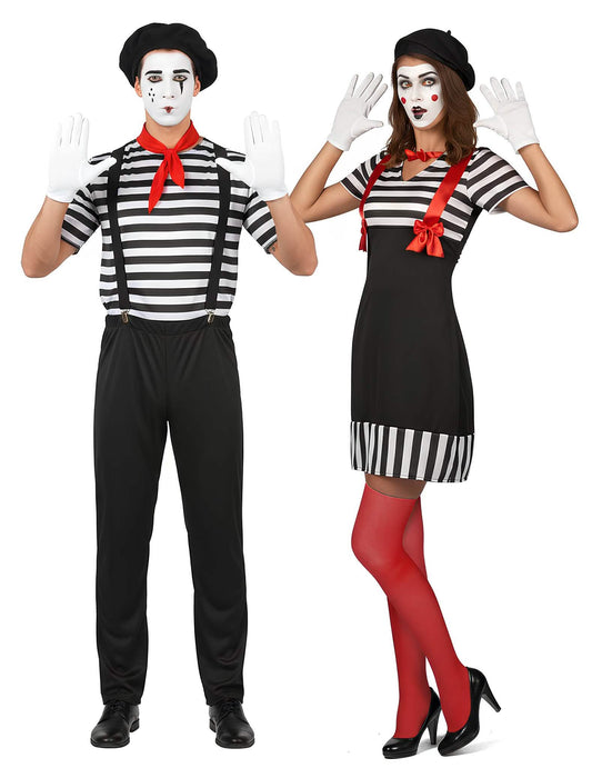 Vue d'ensemble du déguisement de couple mime