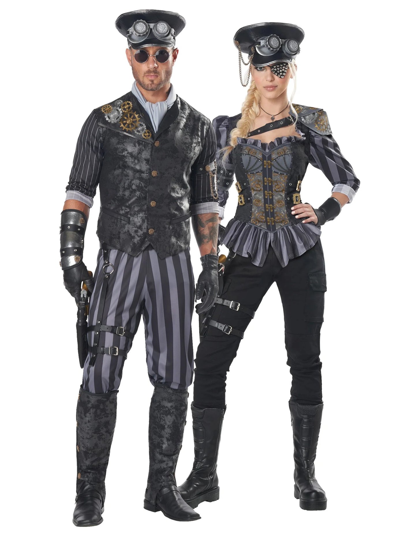 Pár kostým steampunk kapitánov pre dospelých