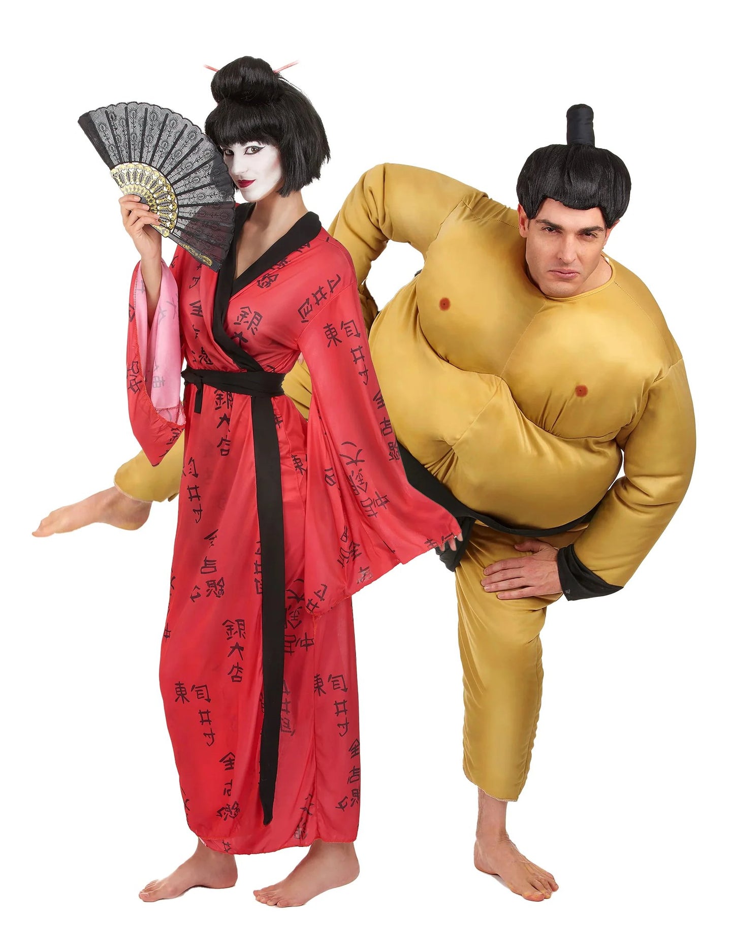 Párový kostým pre dospelých sumo a gejša