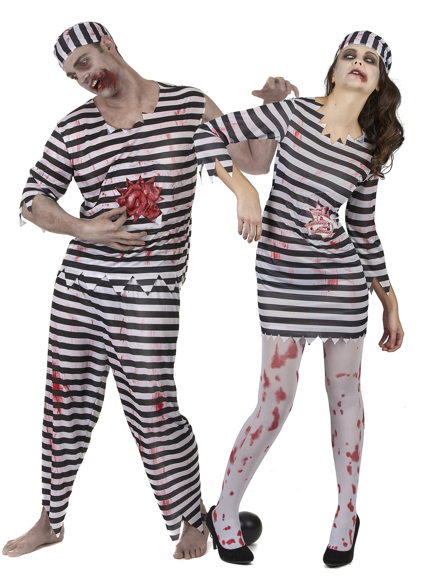 Párový kostým zombie väzňov na Halloween