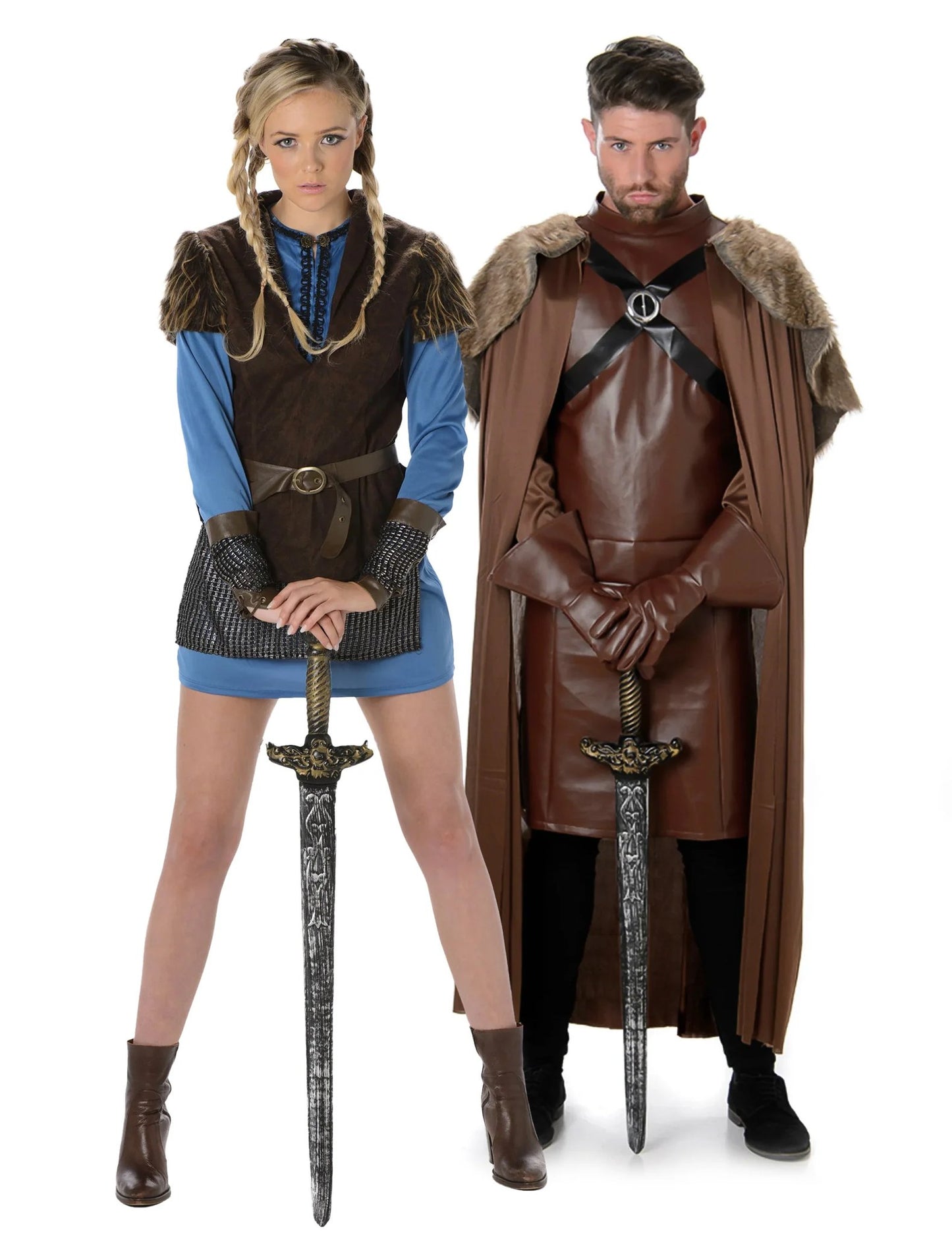 Modrý párový vikingský kostým pre dospelých