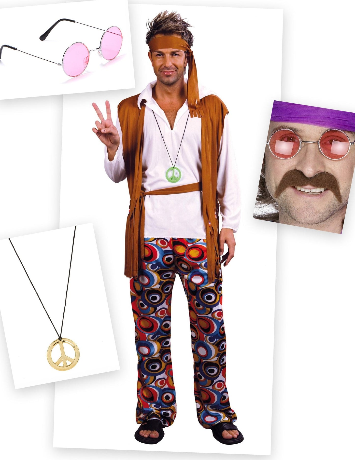 Pánsky hippie kostým s doplnkami