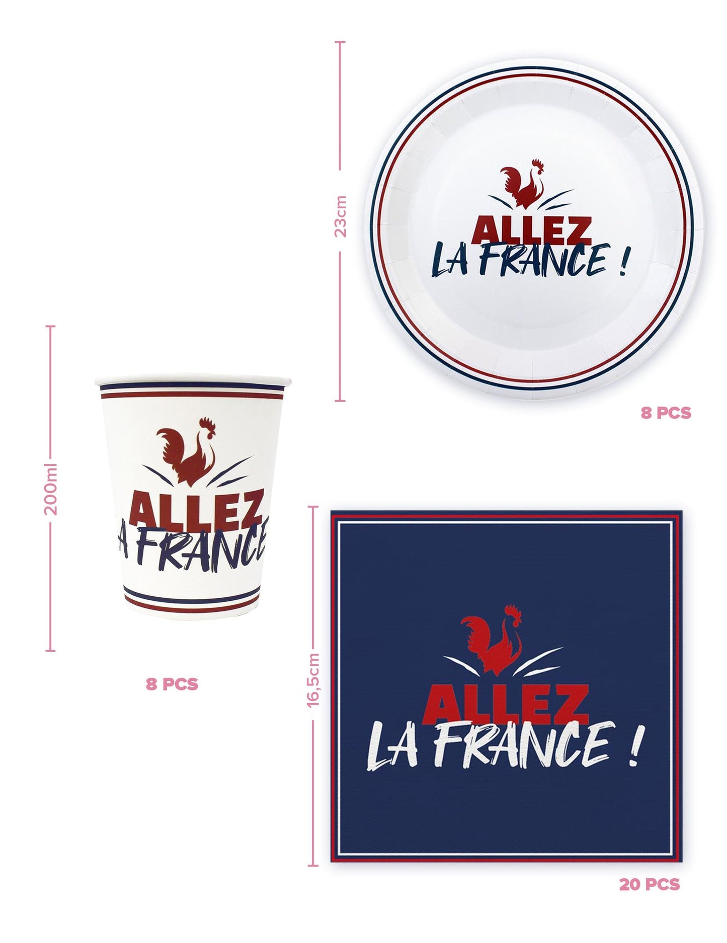 Jednorazová sada riadu Allez la France