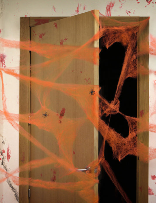 Oranžová pavučina s pavúkmi 20 g Halloween