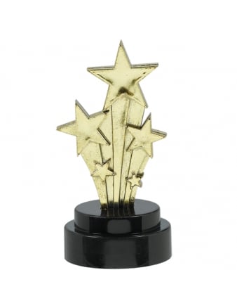 Socha padajúcich hviezd Hollywood na zlatú párty na čiernom podstavci