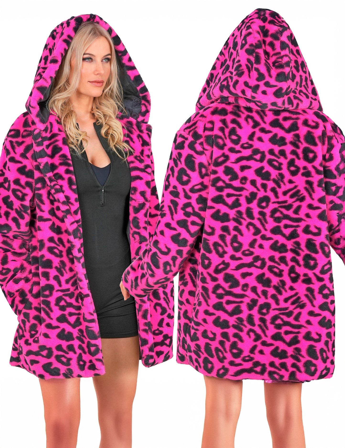 Veste à capuche léopard rose adulte