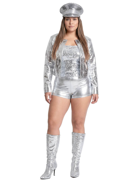 Metalická croco bunda strieborná pre ženy