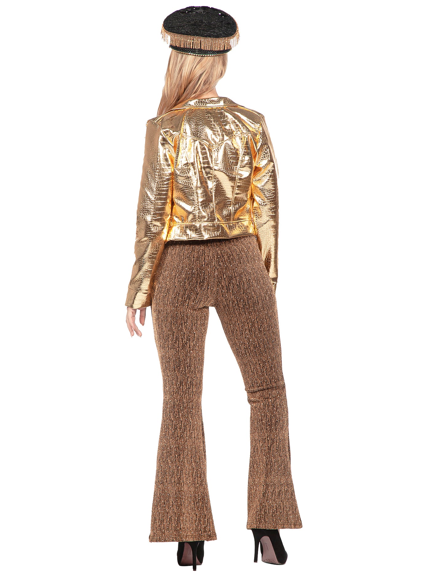 Veste croco métallique dorée femme