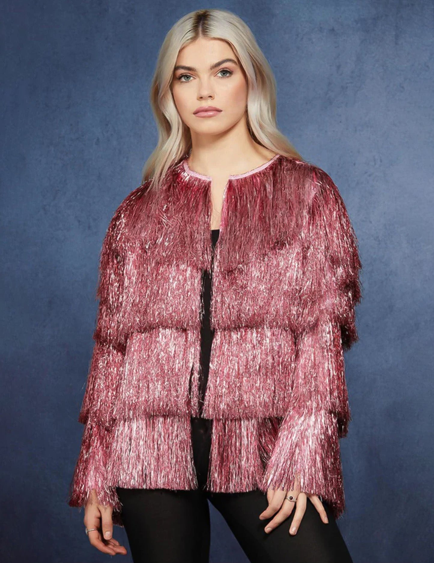 Festivalová bunda s ružovými strapcami