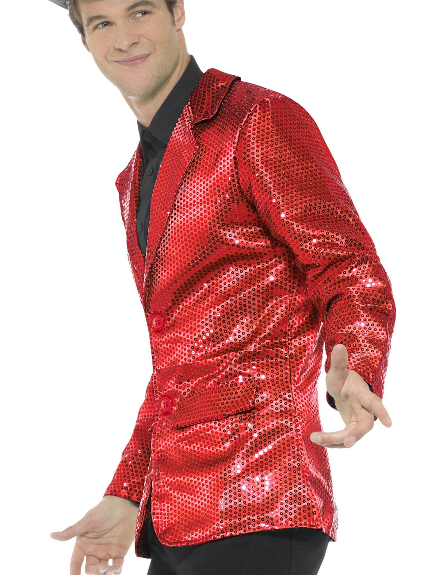 Červená disco bunda s luxusným mužom