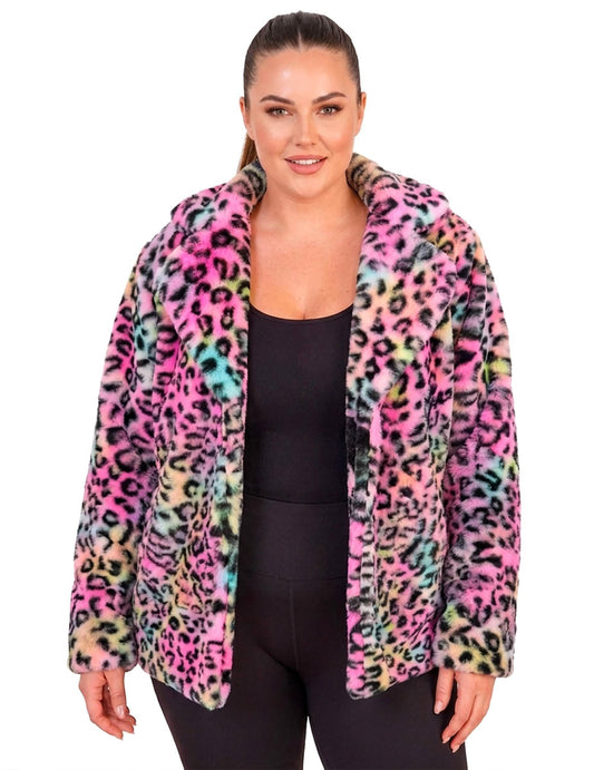 Dámska plyšová bunda leopard multicolor