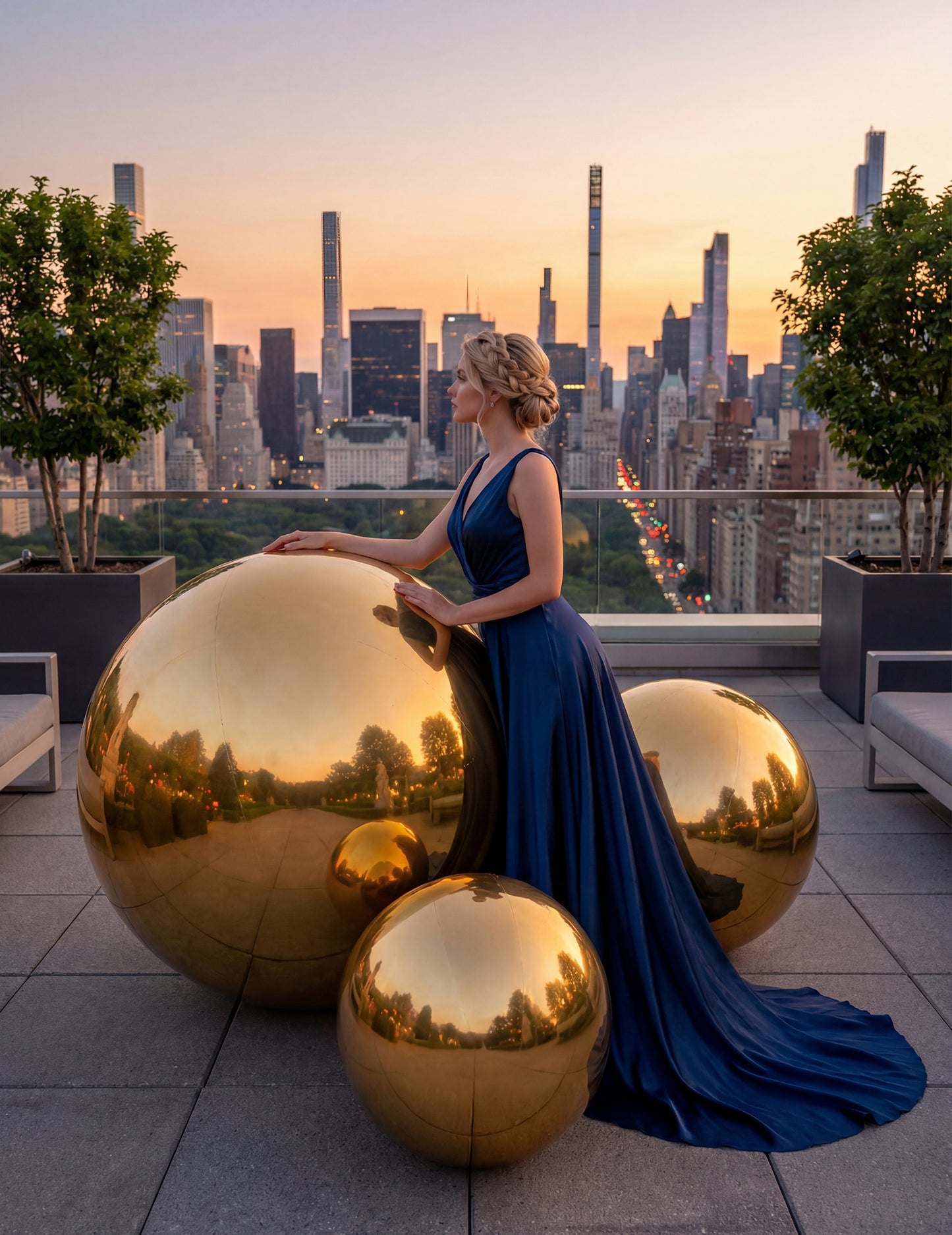 Nafukovacia zlatá zrkadlová guľa 120 cm 