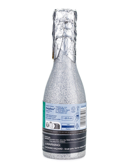 Konfeti kanón na šampanské s metalizovaným strieborným papierom 20,5 cm 