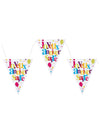 Guirlande fanions anniversaire festif multicolore avec motifs ballons et étoiles