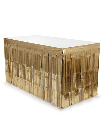 Zlatá strapcová stolová sukňa 300 x 80 cm 