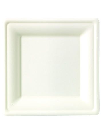 10 štvorcových tanierov z vlákien cukrovej trstiny, 26 x 26 cm biely kompostovateľný