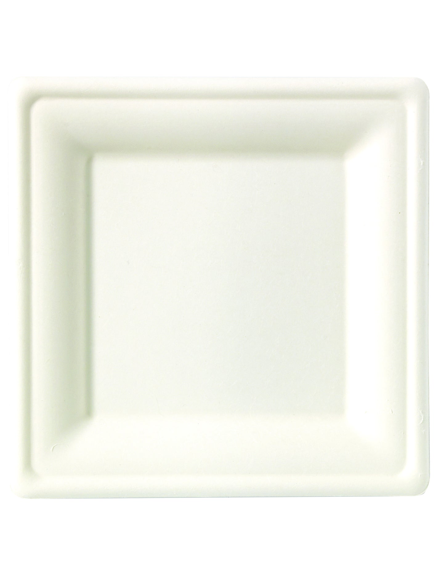 Assiettes carrées fibre de canne blanches compostables