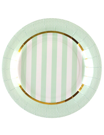 10 mätovo sfarbených papierových tanierov na oslavu bábätka 23 cm pruhovaný