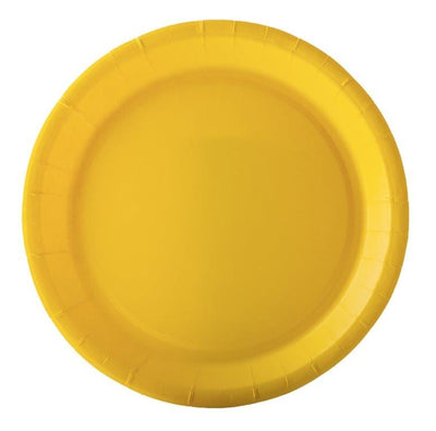 Assiettes en carton pour fête jaune uni