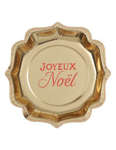 10 assiettes Noël Étincelant or et rouge 21 cm