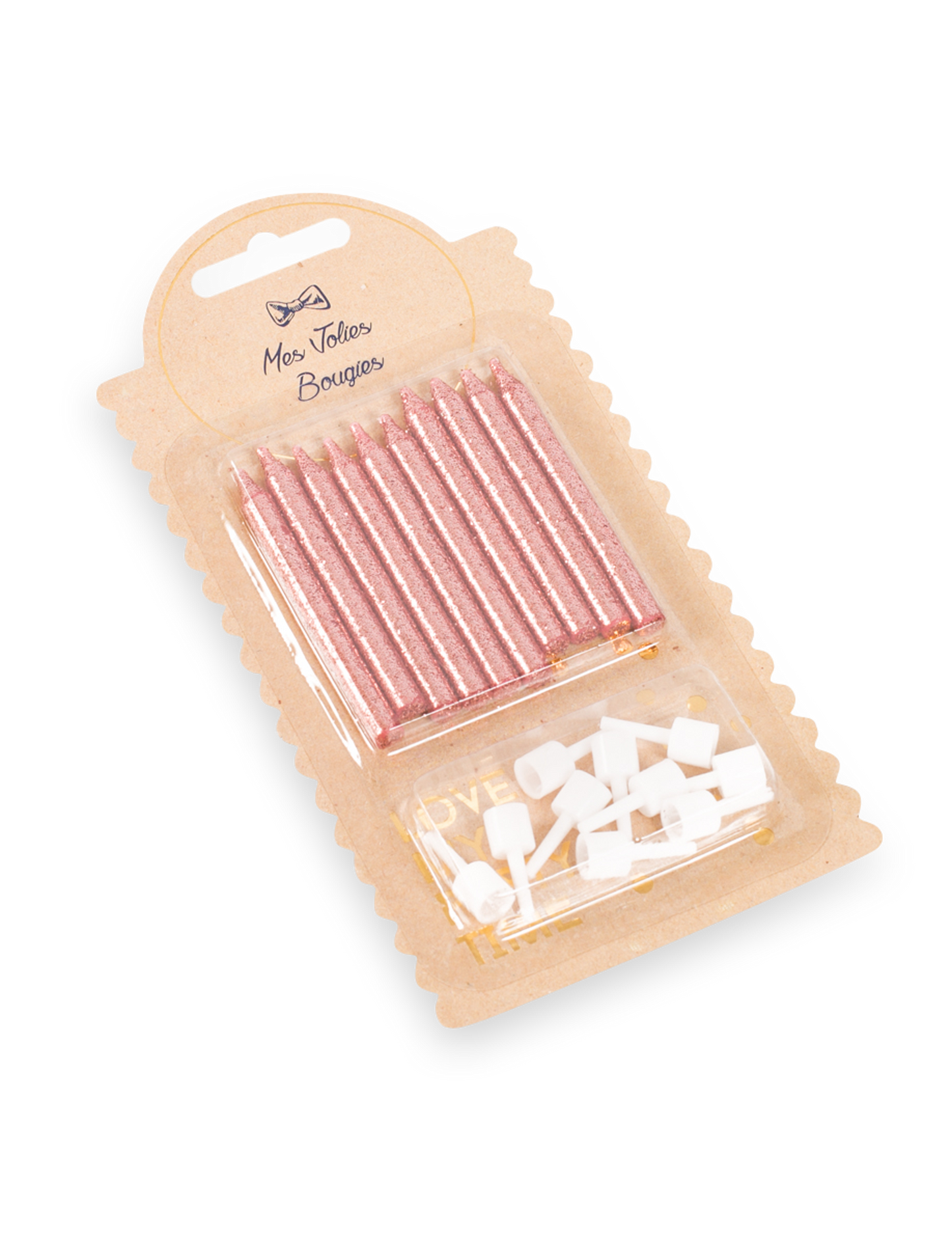 10 sviečok s trblietavými ružovo-zlatými bobešmi 6 cm narodeniny