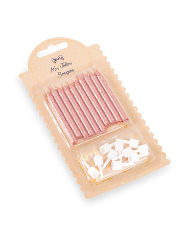 10 sviečok s trblietavými ružovo-zlatými bobešmi 6 cm narodeniny