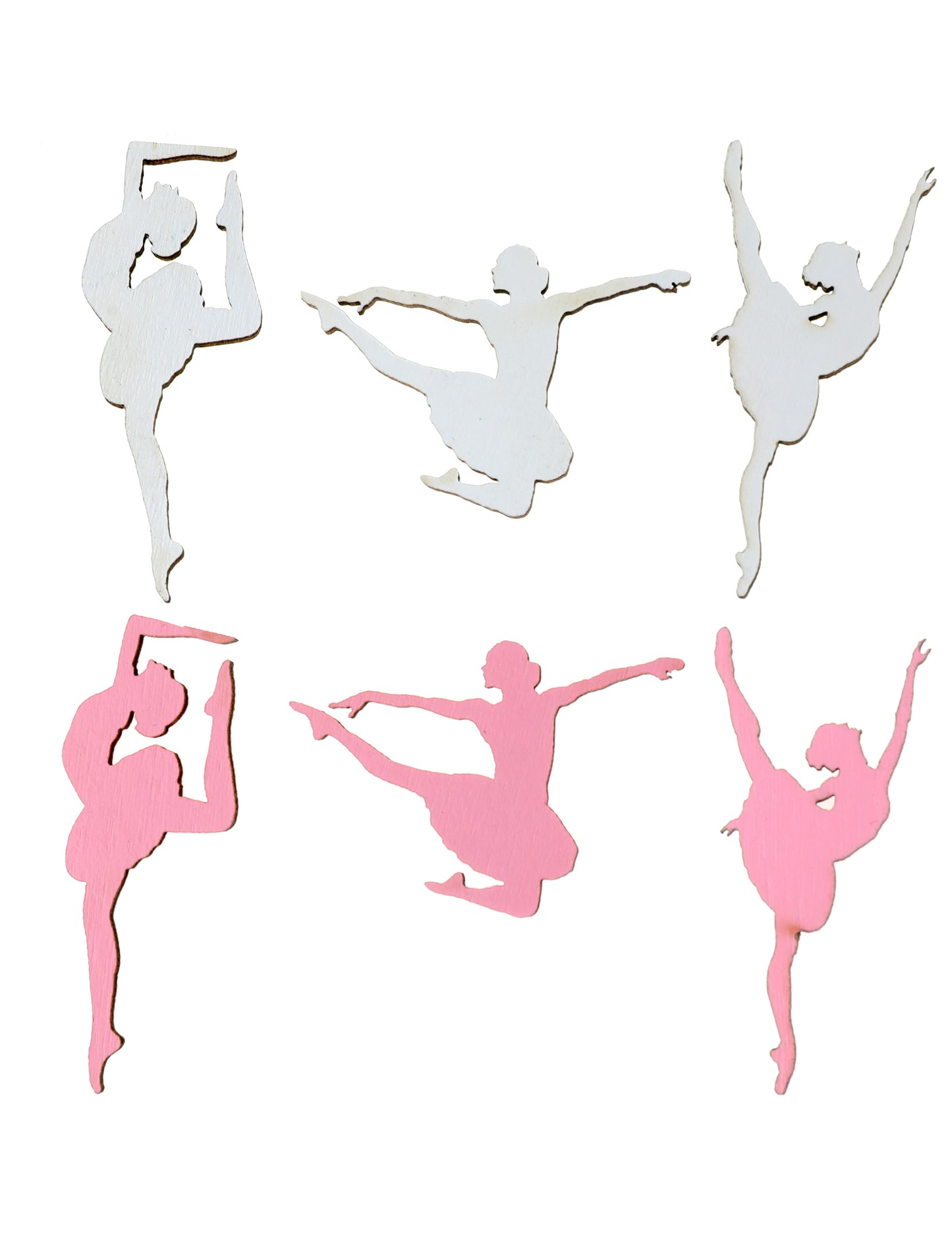 10 drevených stolových konfiet s balerínkami 1 x 2 cm ružová a biela