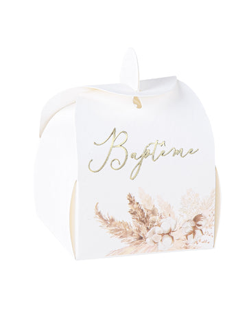 10 kartónových krstných nádob s pampovou trávou a kvetmi bavlníka (5x7 cm) cm