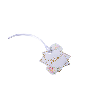 10 akvarelových visačiek na poďakovanie so zlatou fóliou a saténovou stuhou, 5,5 x 5,2 cm cm kvetinový vzor