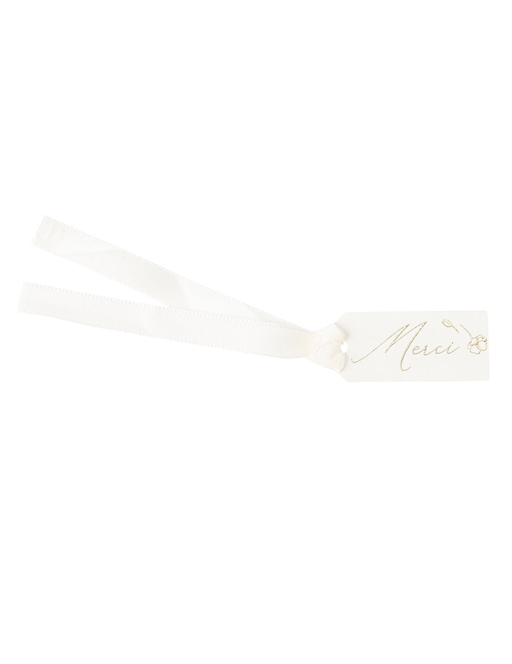 Étiquettes merci fleurs pour baptême blanches et dorées