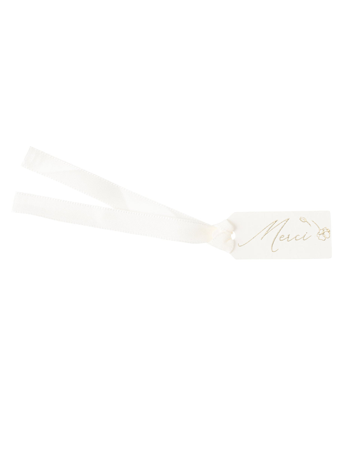 Étiquettes merci fleurs pour baptême blanches et dorées