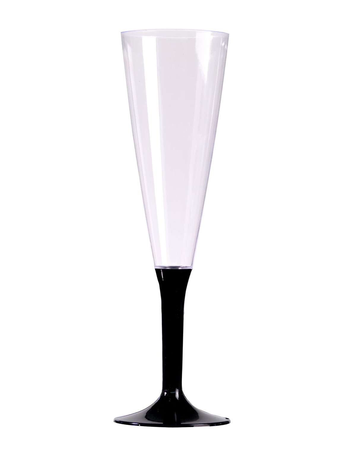 Flûte à champagne pour fête transparente avec pied noir