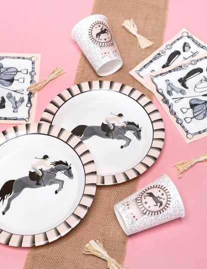 10 kartónových jazdeckých pohárov 7,8 x 9,7 cm vzor podkovy