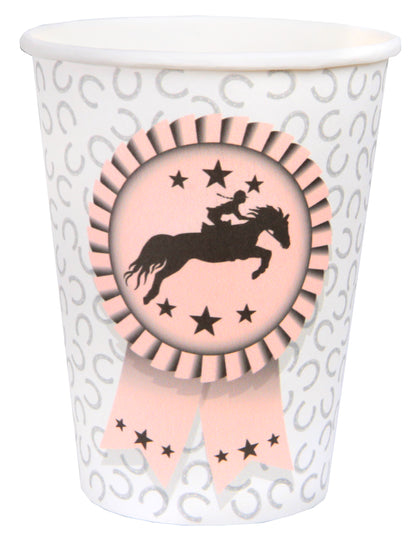 10 kartónových jazdeckých pohárov 7,8 x 9,7 cm vzor podkovy