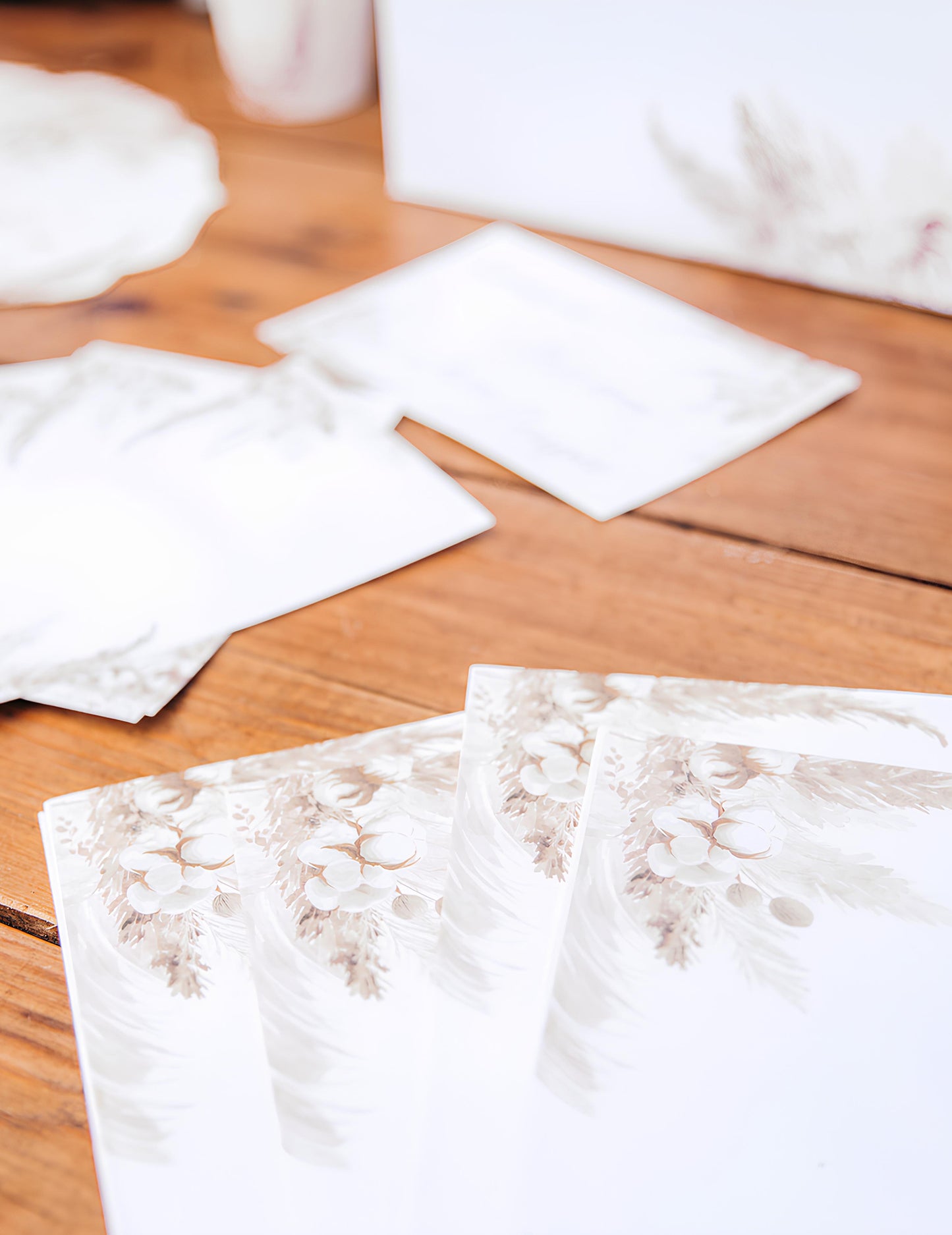 10 pozvánok pampas a bavlnené kvety 10 x 15 cm s obálkami 