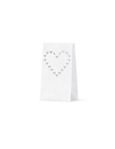 Lanternes en papier de sol coeur pour mariage blanches ignifugées