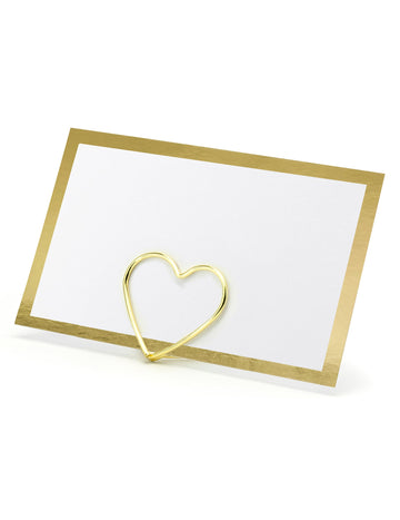 10 bielo-zlatých kartičiek s miestami, 9,5 x 5,5 cm cm so zlatým okrajom