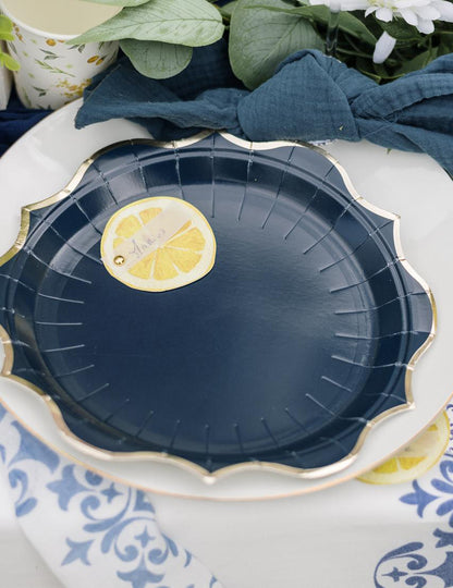 10 žltých papierových kartičiek v tvare plátkov citróna