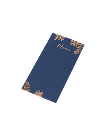 10 jedálnych lístkov, morské a medené paprade, 22,5 x 11 cm na svadbu