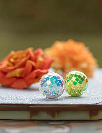 10 mini dúhových viacfarebných disco gúľ 4 cm