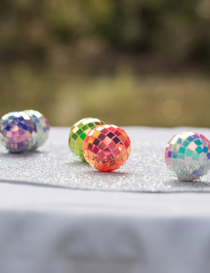 10 mini dúhových viacfarebných disco gúľ 4 cm