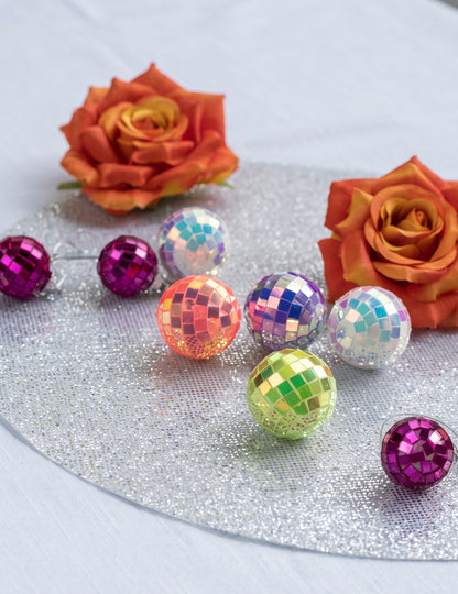10 mini dúhových viacfarebných disco gúľ 4 cm