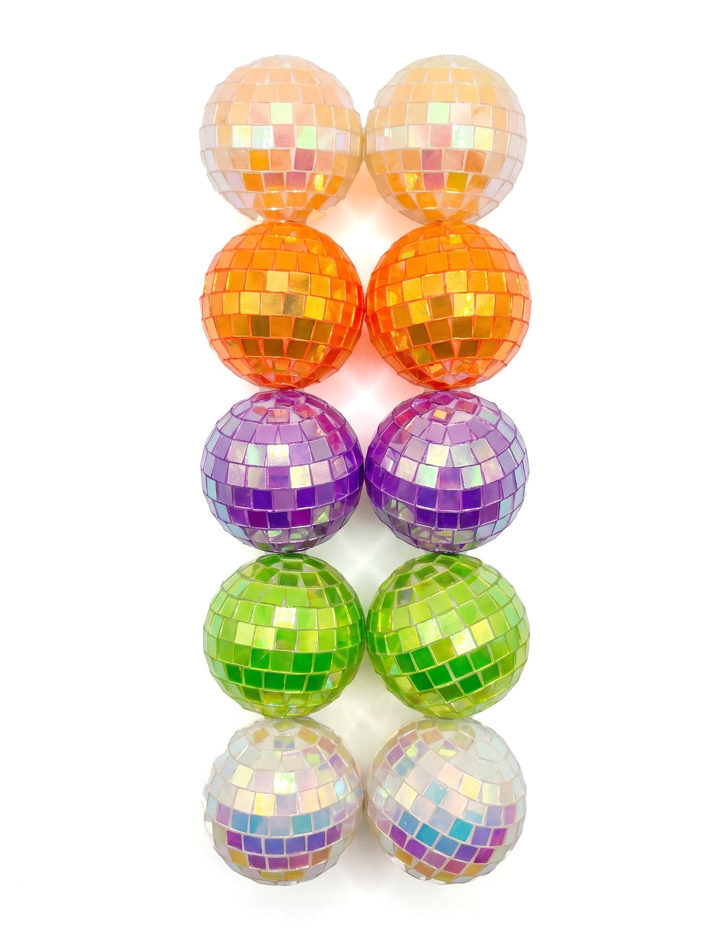 10 mini dúhových viacfarebných disco gúľ 4 cm