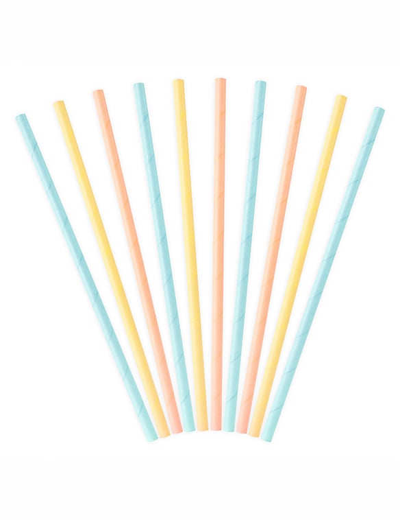 Disposition en éventail des pailles en carton pour anniversaire couleurs pastel